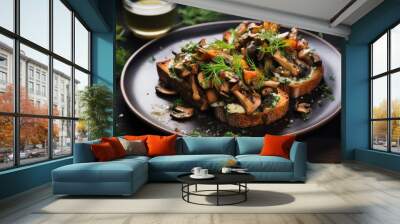 Mushroom Toasts background Wall mural