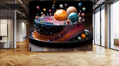 Space Universe Galaxy birthday cake Wall mural