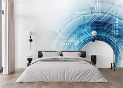 Vector Abstract futuristic circuit board global system, Illustration high digital technology blue color concept Wall mural