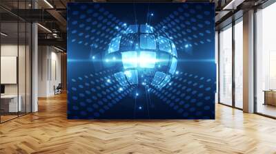 Vector Abstract futuristic circuit board global system, Illustration high digital technology blue color concept Wall mural