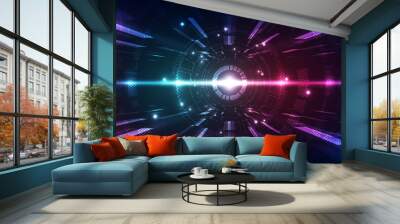 Vector Abstract futuristic high speed, Illustration high digital technology blue color Wall mural