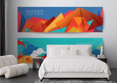 Abstract colorful polygon banner design template Wall mural