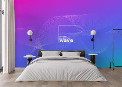 Abstract wave shape on gradient vivid bright magenta blue background. Minimal futuristic design backdrop. Wall mural