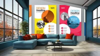 collection of modern design poster flyer brochure cover layout template with circle graphic elements and space for photo background Wall mural