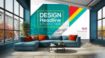 green diagonal banding line modern design layout template, 16:9 Wall mural