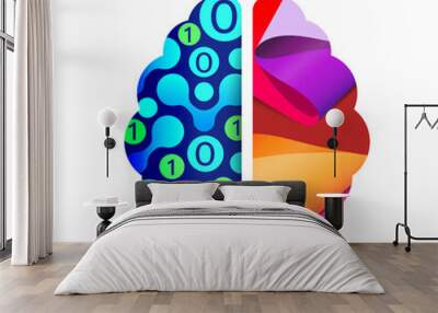 Left and right human brain concept illustration. Creative part and logic part with abstract graphics element. Wall mural