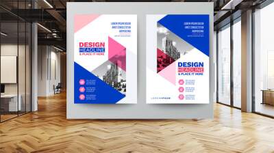 modern blue and pink design template for poster flyer brochure cover. Graphic design layout with triangle graphic elements and space for photo background Wall mural