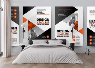 modern orange and black design template for poster flyer brochure cover. graphic design layout with  Wall mural