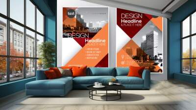 Red and Orange diagonal line Brochure annual report cover Flyer Poster design Layout vector template in A4 size Wall mural