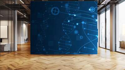 Abstract artificial intelligence DNA technology. Science and social concept.  Futuristic connection structure background Wall mural