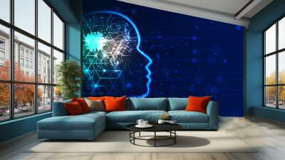 Abstract Artificial intelligence. Cloud computing. Machine learning. Technology web background. Virtual concept Wall mural