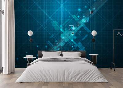 abstract blue space circuit cyber high technology computer busin Wall mural