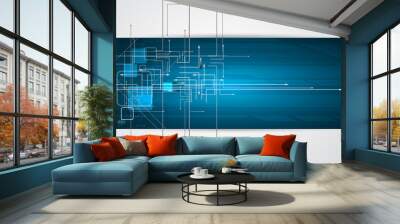 abstract blur blue technology circuit background vector illustra Wall mural