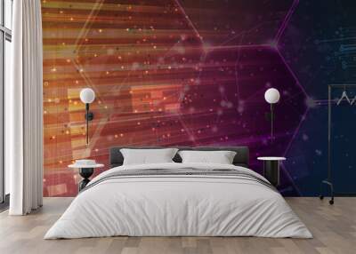 Abstract circuit board futuristic technology processing background Wall mural