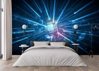 Abstract circuit board futuristic technology processing background Wall mural