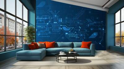 Abstract circuit board futuristic technology processing background Wall mural