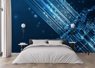 abstract futuristic circuit computer internet technology board business dark background Wall mural