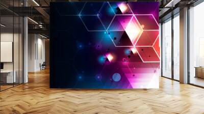 Abstract hexagon background. Technology poligonal design. Digital futuristic minimalism Wall mural