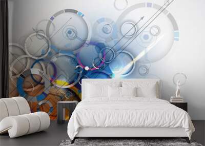 Abstract tech background. Futuristic technology interface. Vecto Wall mural