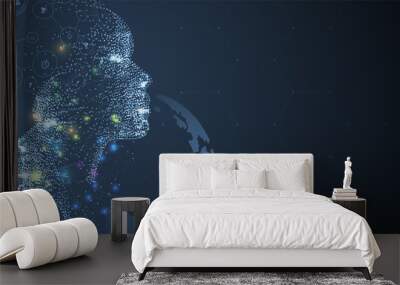 Artificial intelligence. Technology web background. Virtual concept Wall mural