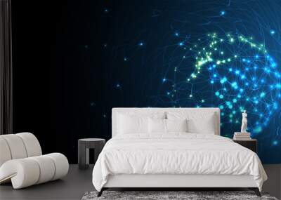 Artificial intelligence. Technology web background. Virtual concept Wall mural