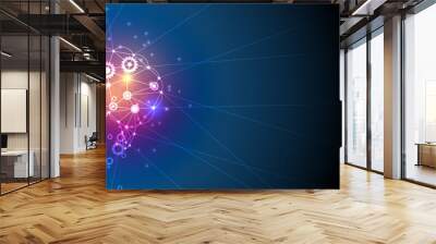 Artificial intelligence. Technology web background. Virtual concept Wall mural