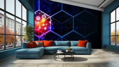 Artificial intelligence. Technology web background. Virtual concept Wall mural