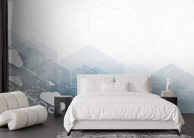 Cloud technology. Integrated digital web concept background Wall mural