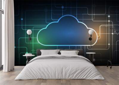 Cloud technology. Integrated digital web concept background Wall mural