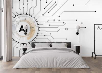 Conceptual technology illustration of artificial intelligence Wall mural