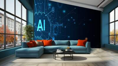 Conceptual technology illustration of artificial intelligence Wall mural