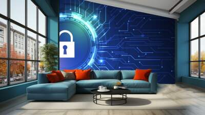 Cyber security and information or network protection. Future cyber technology web services for business and internet project. Vector art Wall mural