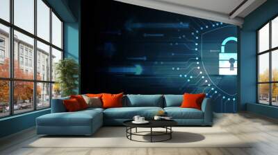 Cybersecurity and information or network protection. Future technology web services for business and internet project Wall mural