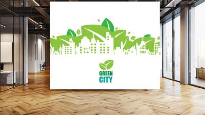 Green city. Ecology concept. Save life and environment Wall mural