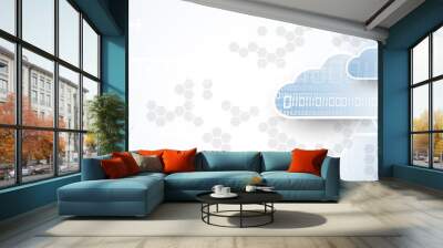 Modern cloud computer technology. Integrated digital web concept background. Data exchange Wall mural