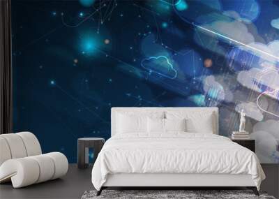 Modern cloud technology. Integrated digital web concept background Wall mural