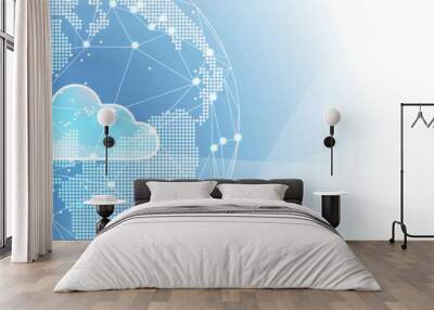 Modern cloud technology. Integrated digital web concept background Wall mural