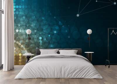 Neural network concept. Connected cells with links. High technology process. Abstract background Wall mural