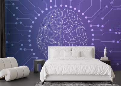 Quantum processing. Deep learning artificial intelligence. Future new technology  for business or science presentation Wall mural