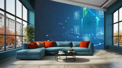 smart home technology futuristic concept for business background Wall mural