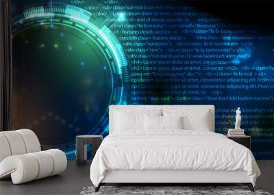 Software development abstract technology code and script background Wall mural