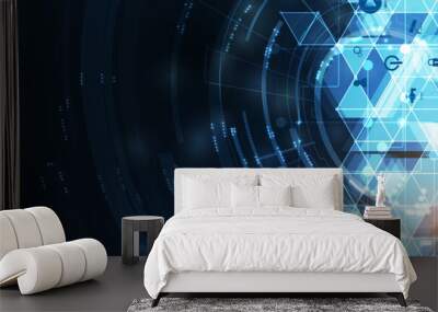 Technology banner design with hexagons abstract background. Wall mural