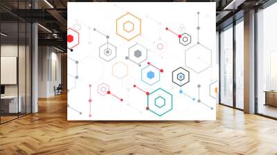 Technology banner design with hexagons abstract background. Wall mural