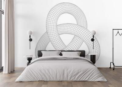 Vector illustration of twisted torus knot with wire mesh Wall mural