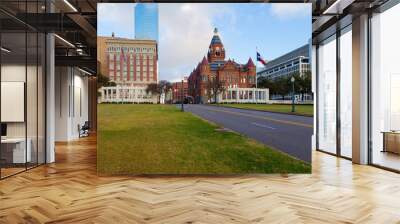 Dealey Plaza, city park divided by Main St. in West End Dallas, Texas Wall mural