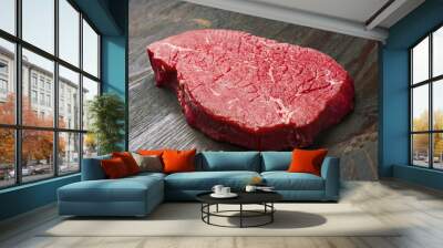 Fresh raw meat on wood Wall mural