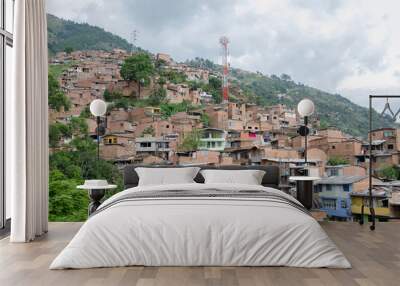  Panoramas from the heights of Medellin, Comuna 1 - Popular neighborhood Wall mural