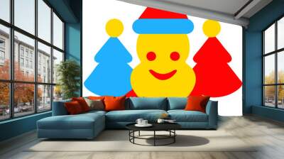 Santa Claus Enjoying in Christmas with children Wall mural