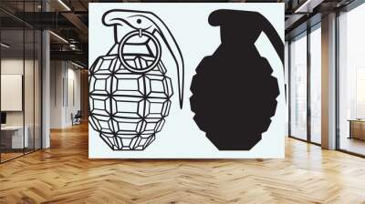 Image of an manual grenade isolated on blue background Wall mural