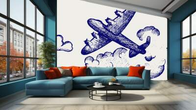 Lancaster bombers. Doodle style Wall mural